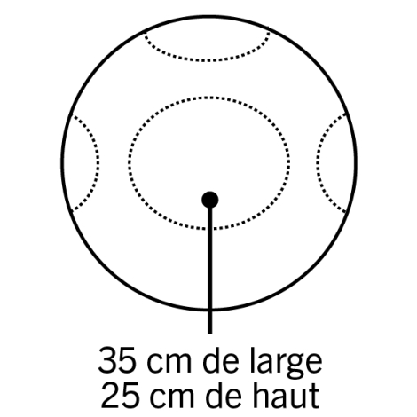 Schéma d’un ballon rond présentant plusieurs zones de personnalisation réparties sur sa surface, sans marquage visible..