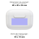 Vue du boîtier fermé indiquant ses dimensions de 60 x 45 x 24 mm et une zone de marquage de 35 x 15 mm sur la face avant. Vue du boîtier fermé indiquant ses dimensions de 60 x 45 x 24 mm et une zone de marquage de 35 x 15 mm sur la face avant.