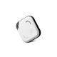 Traceur d’objets compact blanc et noir au format carré avec angles arrondis, doté d’un anneau intégré permettant de l’accrocher Traceur d’objets compact blanc et noir au format carré avec angles arrondis, doté d’un anneau intégré permettant de l’accrocher