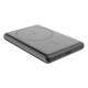 Batterie de secours compacte noire avec zone circulaire de recharge sans fil magnétique, port USB Type-C, bouton latéral et indi Batterie de secours compacte noire avec zone circulaire de recharge sans fil magnétique, port USB Type-C, bouton latéral et indi