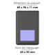 Vue de la batterie indiquant ses dimensions de 65 x 96 x 11 mm et une zone de marquage de 40 x 30 mm sur sa face. Vue de la batterie indiquant ses dimensions de 65 x 96 x 11 mm et une zone de marquage de 40 x 30 mm sur sa face.
