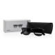 Ensemble composé des lunettes audio, d'une pochette de rangement et de leur boîte de présentation, disposés sur fond blanc.