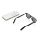 Smartphone placé à côté des lunettes audio ouvertes, illustrant leur utilisation avec un appareil mobile.