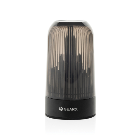 Coffret cylindrique fermé en position verticale avec capot translucide laissant apparaître les embouts à l'intérieur, présenté s