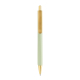 Vue de face d’un stylo vert clair à trois faces, avec finition mate, pointe, bouton-poussoir et long clip métalliques dorés. Vue de face d’un stylo vert clair à trois faces, avec finition mate, pointe, bouton-poussoir et long clip métalliques dorés.