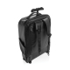 Sac à dos noir présenté en configuration trolley, avec poignée télescopique déployée au-dessus du sac. Sac à dos noir présenté en configuration trolley, avec poignée télescopique déployée au-dessus du sac.