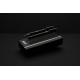 Stylo à bille et roller noirs posés en diagonale sur un coffret noir rectangulaire, avec clips et bagues métalliques argentés vi Stylo à bille et roller noirs posés en diagonale sur un coffret noir rectangulaire, avec clips et bagues métalliques argentés vi