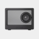 Vue de face d’une enceinte noire avec panneau translucide rectangulaire, haut-parleur circulaire placé à droite et quatre bouton Vue de face d’une enceinte noire avec panneau translucide rectangulaire, haut-parleur circulaire placé à droite et quatre bouton