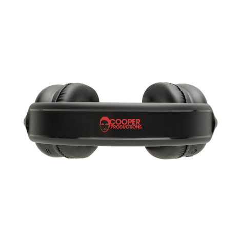 Casque audio noir présenté de trois quarts avec arceau rembourré, larges écouteurs circum-auriculaires et coussinets épais, dont