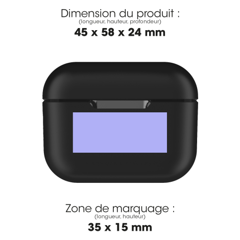 Boîtier avec dimensions et zone de marquage.