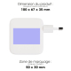 Chargeur avec dimensions et zone de marquage.