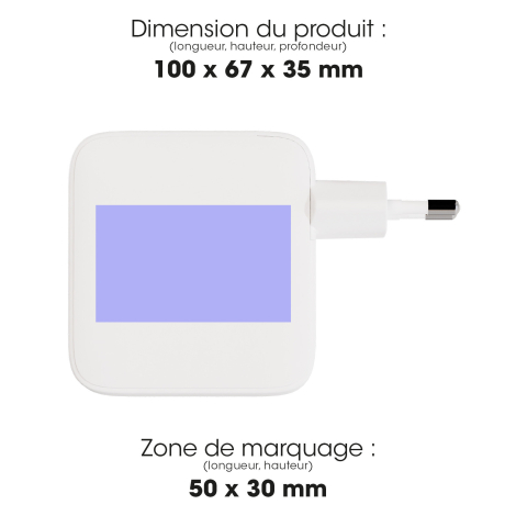 Chargeur avec dimensions et zone de marquage.