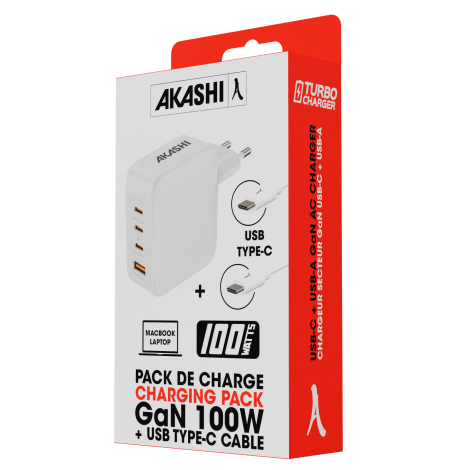 Packaging du pack chargeur GaN 100 W.