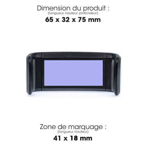 Support avec dimensions et zone de marquage.