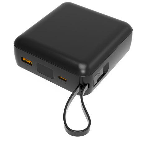Batterie externe publicitaire 10 000 mAh 22,5W avec câbles intégrés - Heiho