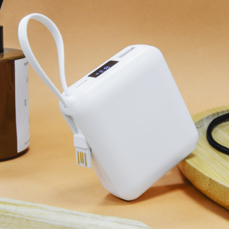 Batterie blanche avec connectique intégrée.