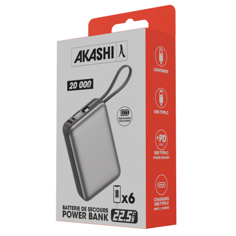 Packaging de la batterie externe 20 000 mAh.