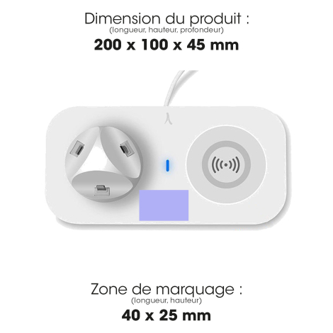 Station avec connecteurs et zone de marquage.