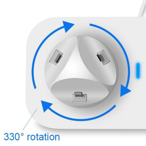 Support rotatif avec trois connecteurs.
