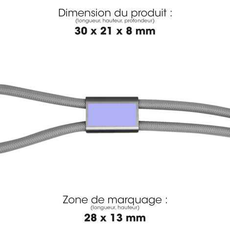 Pièce centrale avec dimensions et zone de marquage.