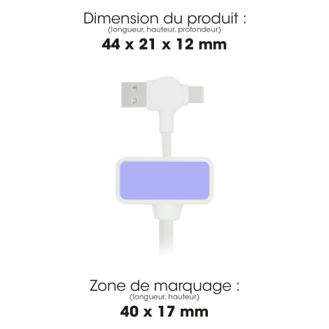 Pièce centrale avec dimensions et zone de marquage.