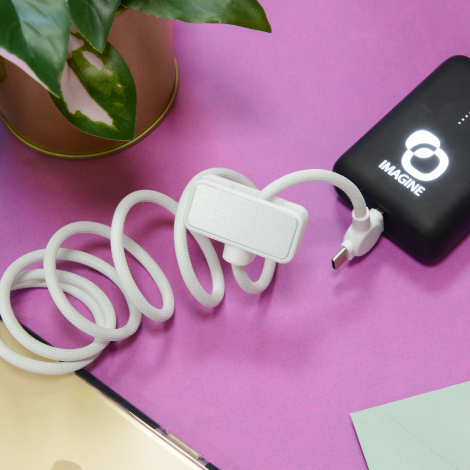 Câble connecté à une batterie externe.