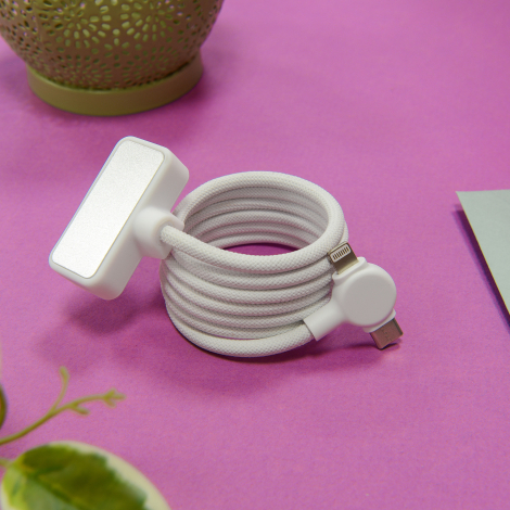 Câble magnétique enroulé avec ses connectiques.
