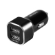 Chargeur voiture noir avec deux ports USB-A. Chargeur voiture noir avec deux ports USB-A.