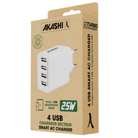 Chargeur présenté dans son emballage kraft.