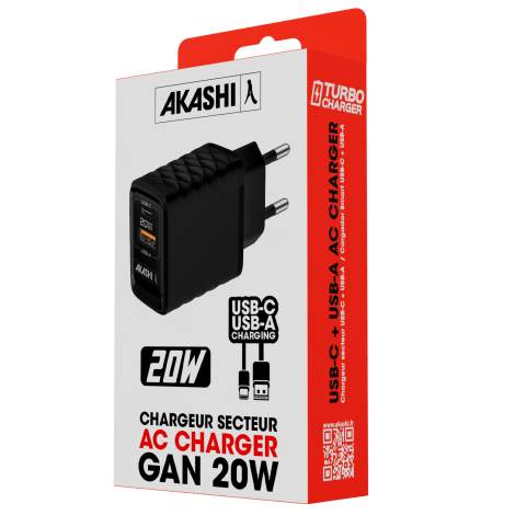 Packaging du chargeur secteur 20 W.