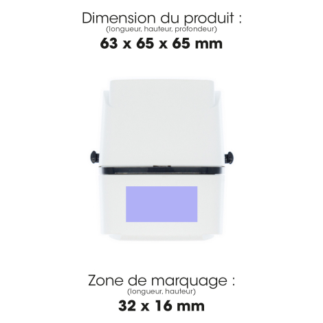 Adaptateur avec dimensions et zone de marquage.