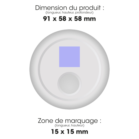 Enceinte avec dimensions et zone de marquage.