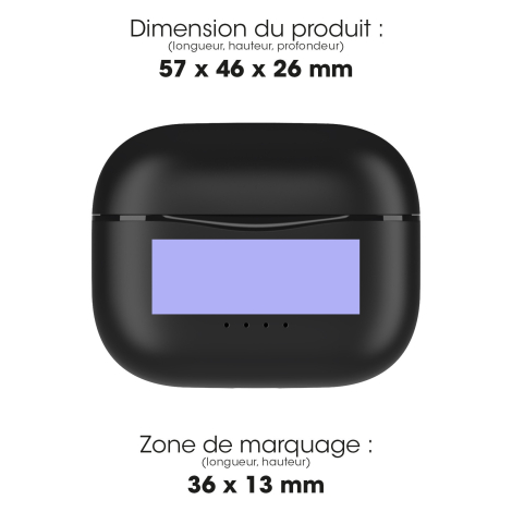 Boîtier avec dimensions et zone de marquage.