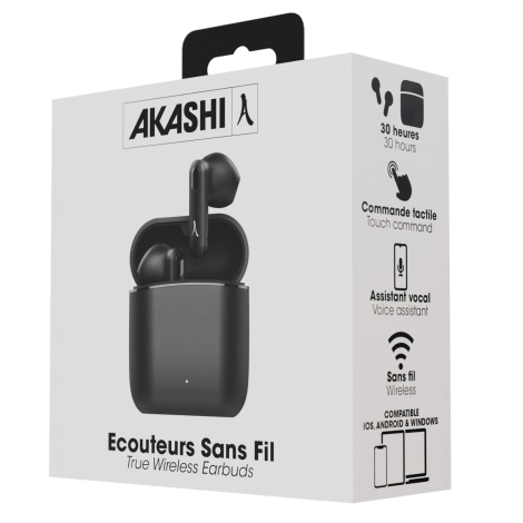 Packaging des écouteurs sans fil.