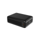 Batterie externe noire compacte avec connectiques et témoins lumineux. Batterie externe noire compacte avec connectiques et témoins lumineux.