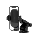 Support voiture noir avec ventouse et charge sans fil. Support voiture noir avec ventouse et charge sans fil.