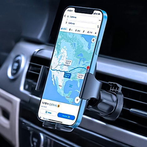 Support installé sur une grille d’aération.