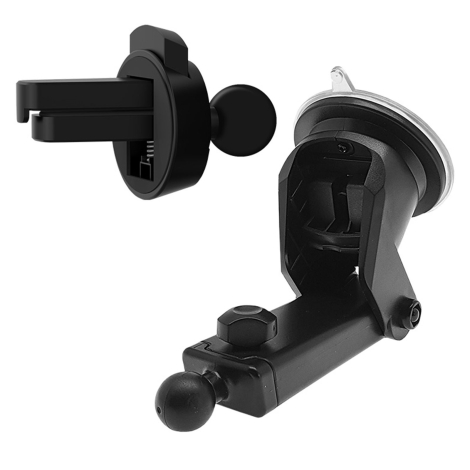 Fixations par pince et ventouse du support.