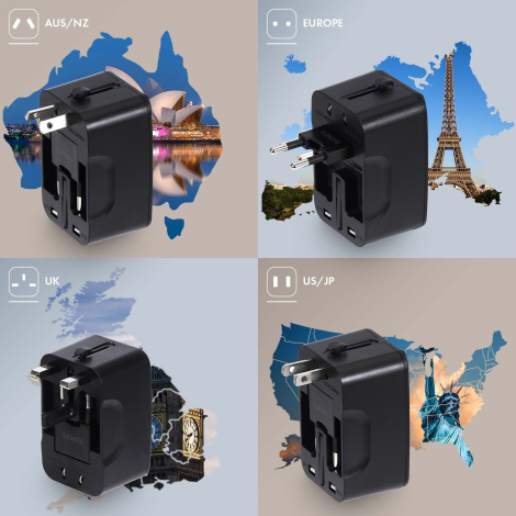 Quatre configurations de prises de l’adaptateur.