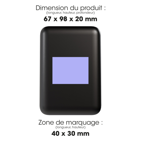 Batterie avec dimensions et zone de marquage.