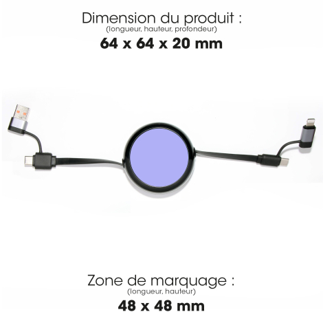 Boîtier avec dimensions et zone de marquage.