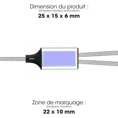Boîtier central avec dimensions et zone de marquage.