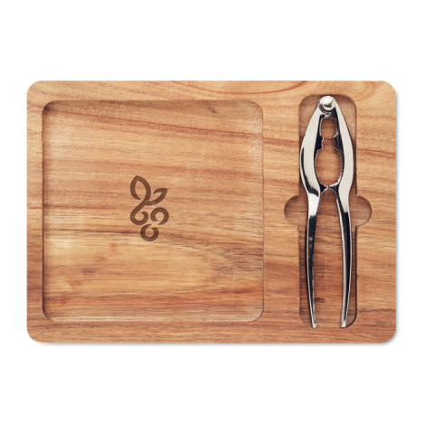 Set casse-noix personnalisable et plateau en acacia Nutplate