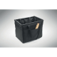 Sac organiseur ouvert avec plusieurs objets glissés dans sa poche frontale, illustrant son utilisation comme rangement. Sac organiseur ouvert avec plusieurs objets glissés dans sa poche frontale, illustrant son utilisation comme rangement.