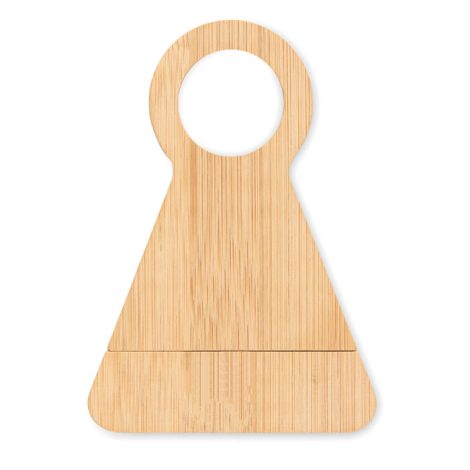 Support à bouteille en bambou présenté à plat, montrant sa silhouette évasée, sa grande ouverture circulaire et la séparation en