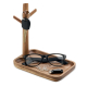 Vide-poches en bois d’acacia avec plateau rectangulaire à bords relevés et support vertical à plusieurs branches, utilisé pour s