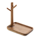 Vide-poches présenté vide, montrant le plateau rectangulaire creusé et le support vertical en bois muni de plusieurs branches po