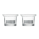 Les deux coupelles en verre transparent sont présentées séparément, chacune contenant une bougie chauffe-plat dans son support m Les deux coupelles en verre transparent sont présentées séparément, chacune contenant une bougie chauffe-plat dans son support m