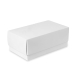 Boîte cadeau blanche rectangulaire présentée fermée, avec couvercle emboîtant. Boîte cadeau blanche rectangulaire présentée fermée, avec couvercle emboîtant.