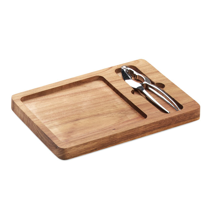Set casse-noix personnalisable et plateau en acacia Nutplate Bois